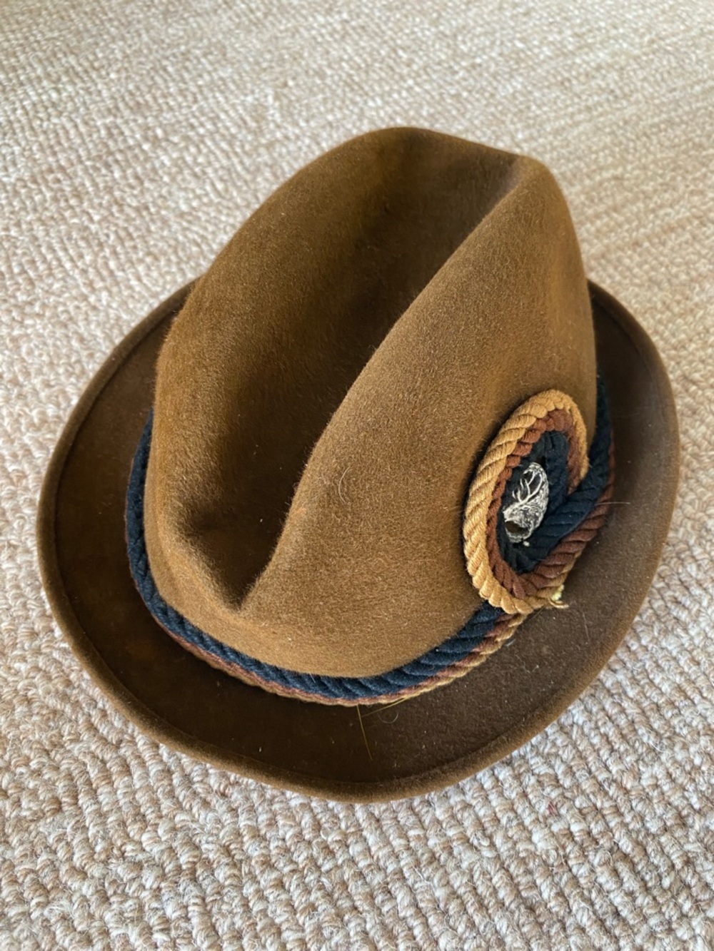 Adam Brown Felt Fedora with Black Leather Sweatband